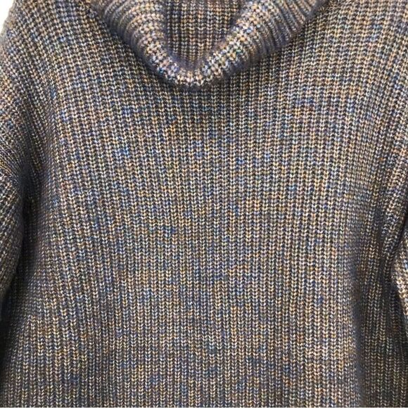 Ann Taylor Brown Blue Marled Knit Chunky Turtleneck Pullover Sweater - Picture 7 of 14
